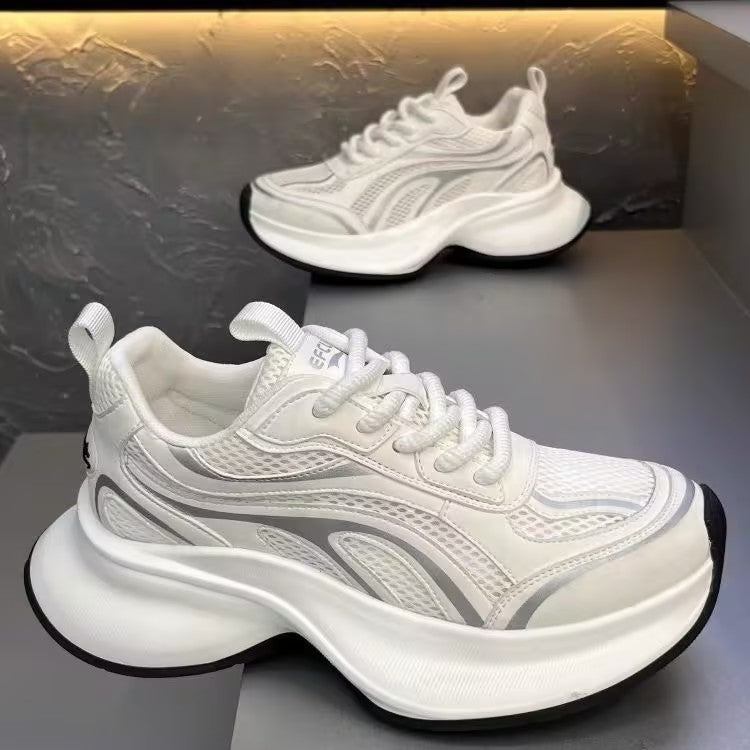 Men's white platform casual sneakers