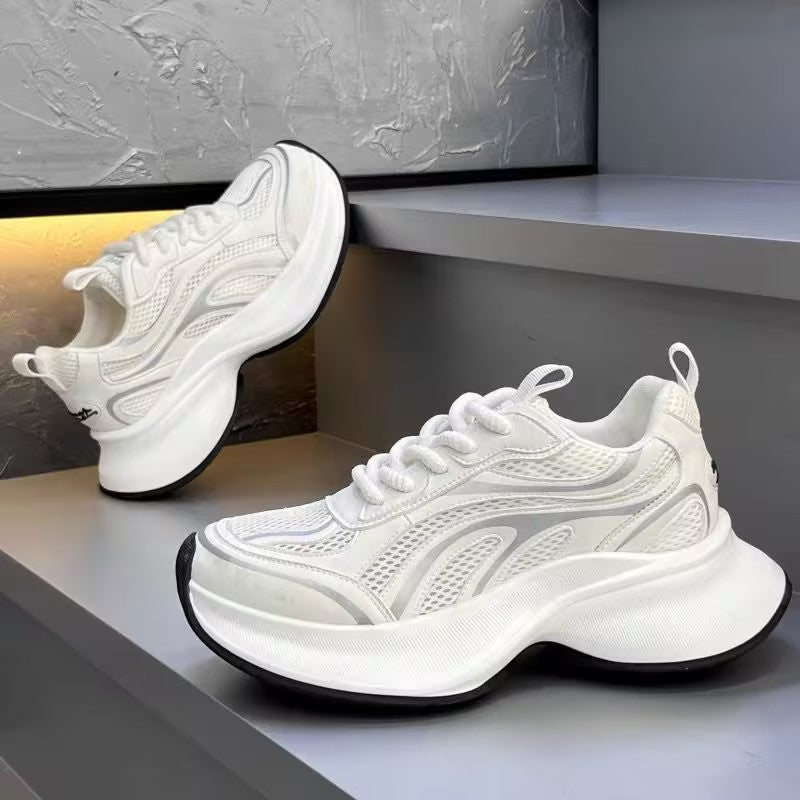 Men's white platform casual sneakers