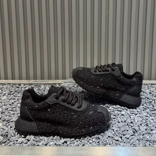 Men's Black rhinestone sneakers