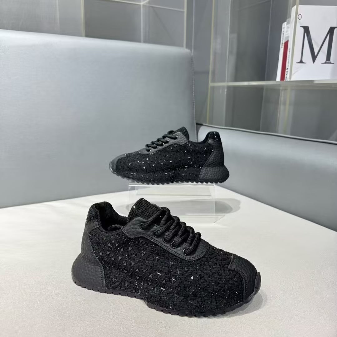 Men's Black rhinestone sneakers