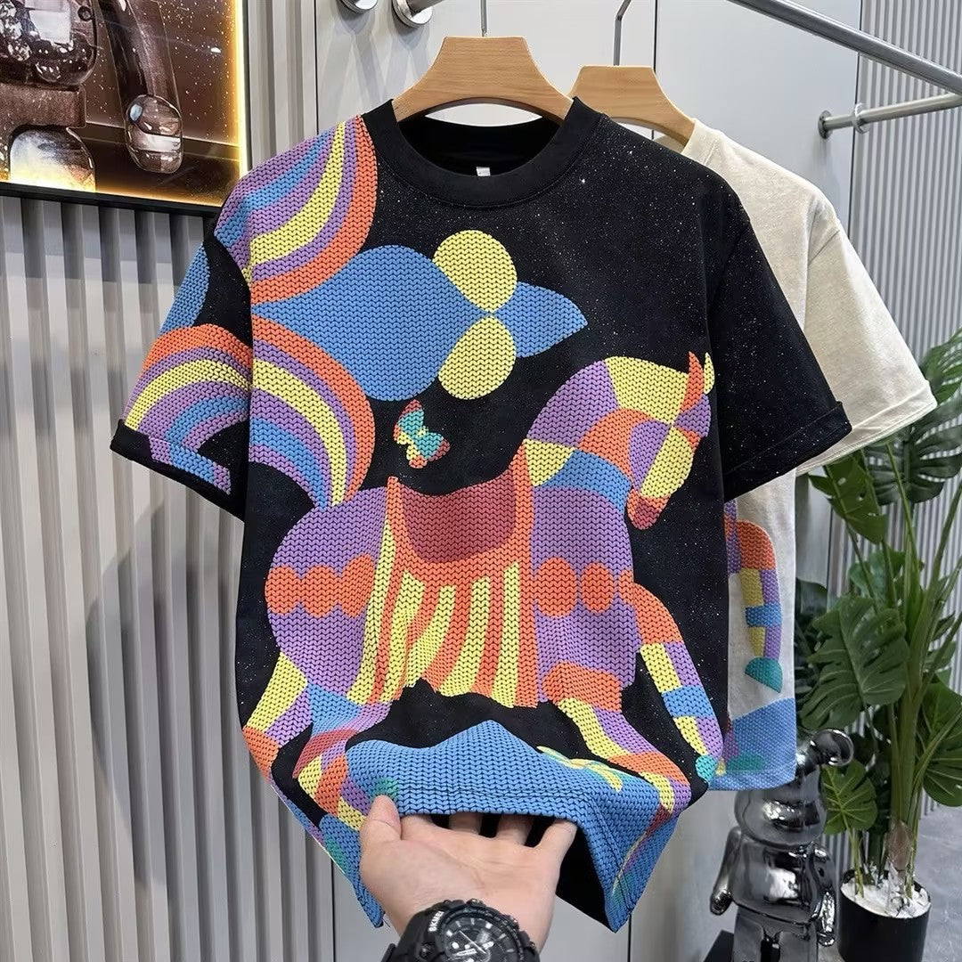 Colorful horse-print T-shirt