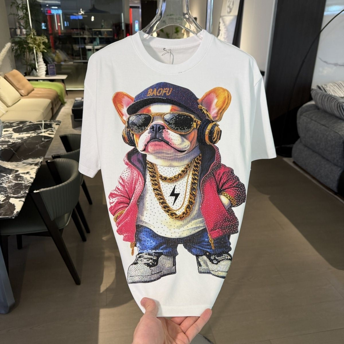Men's French Bulldog Rhinestone T-shirt