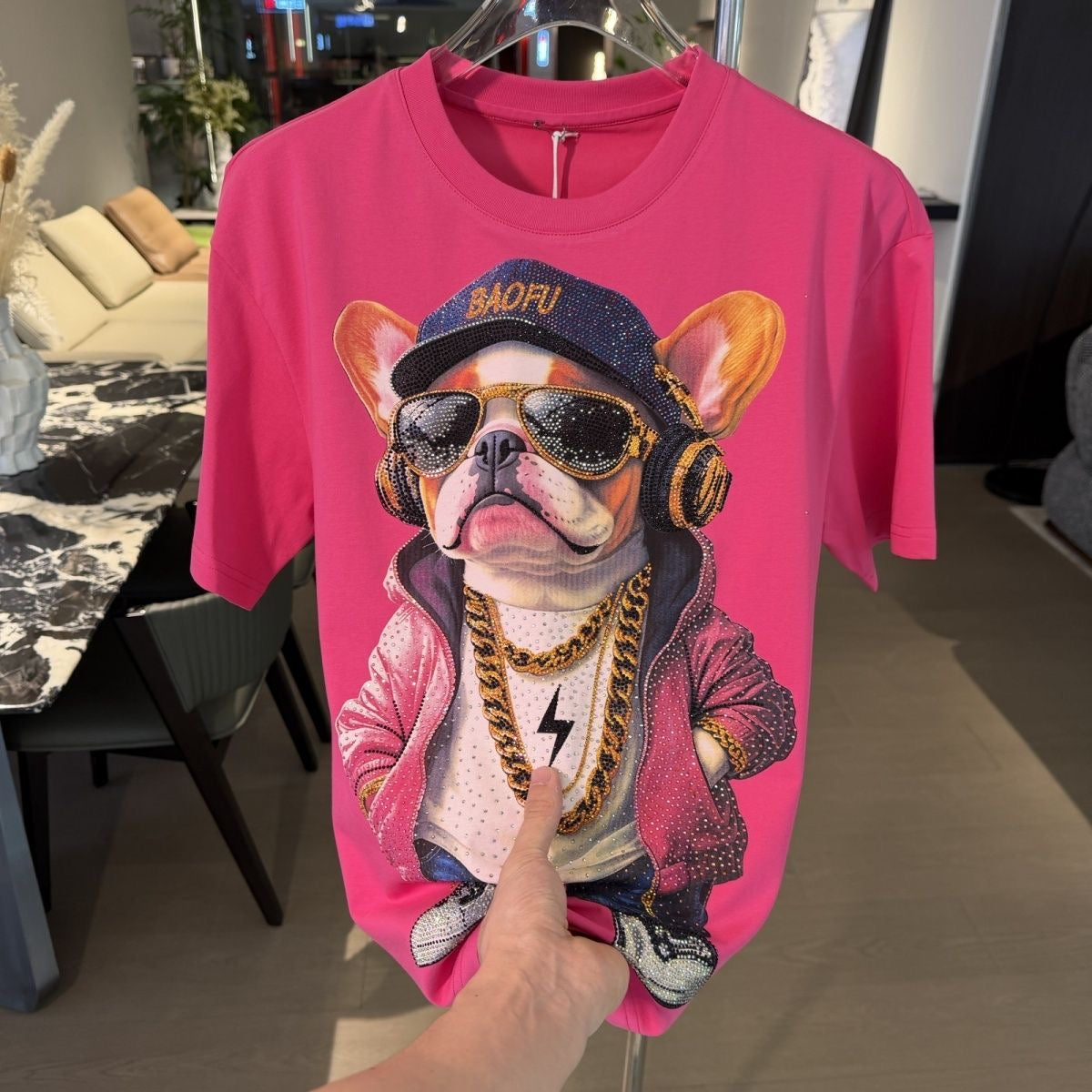 Men's French Bulldog Rhinestone T-shirt