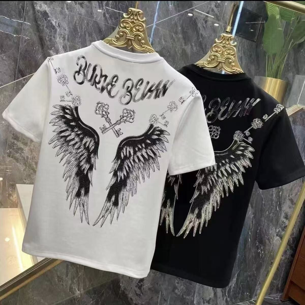 Men's Tiger Head Rhinestone T-shirt