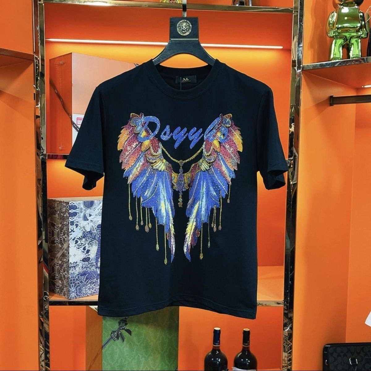 Men's Angel Wings Rhinestone T-shirt