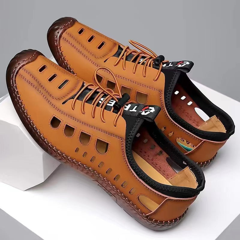 Men's Summer Hollow-Out Leather Shoes