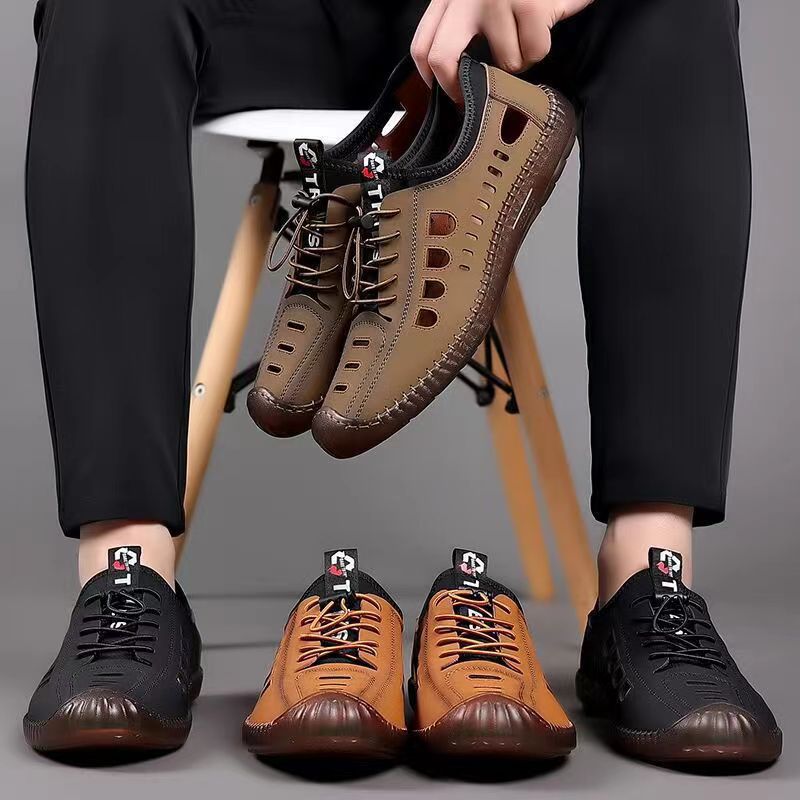 Men's Summer Hollow-Out Leather Shoes
