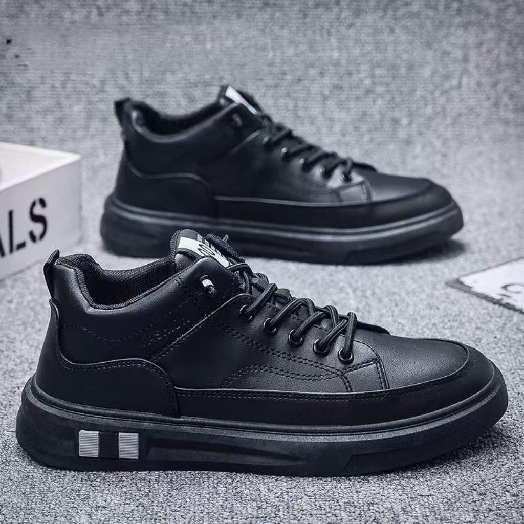 Men's black textured leather slip-on shoes