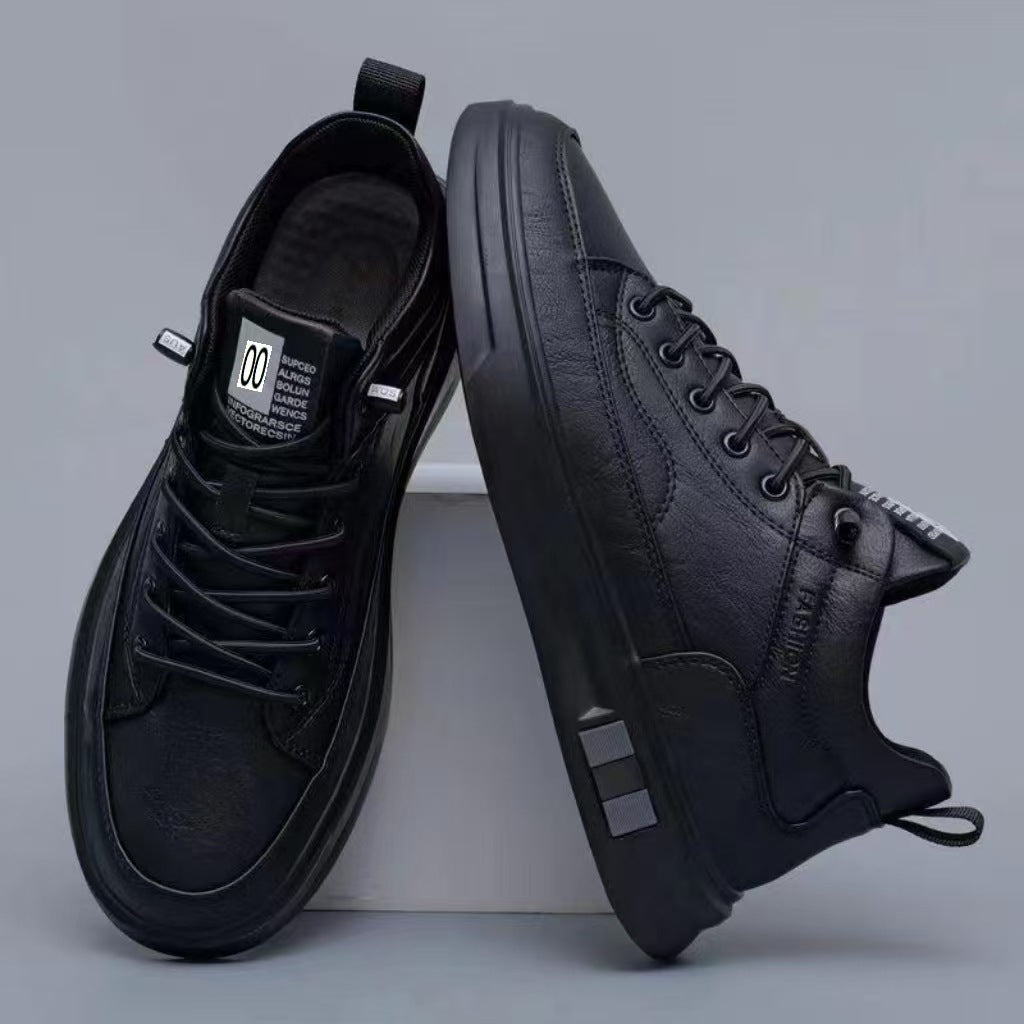 Men's black textured leather slip-on shoes