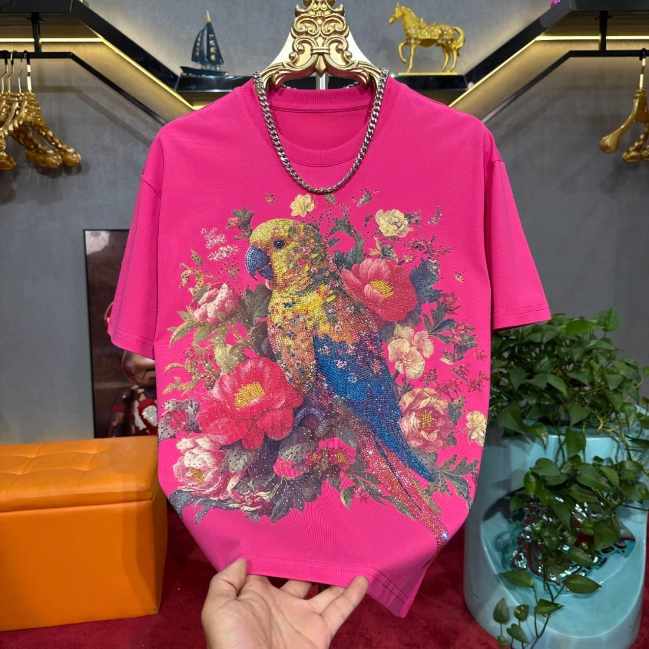 Men's Parrot Rhinestone T-shirt