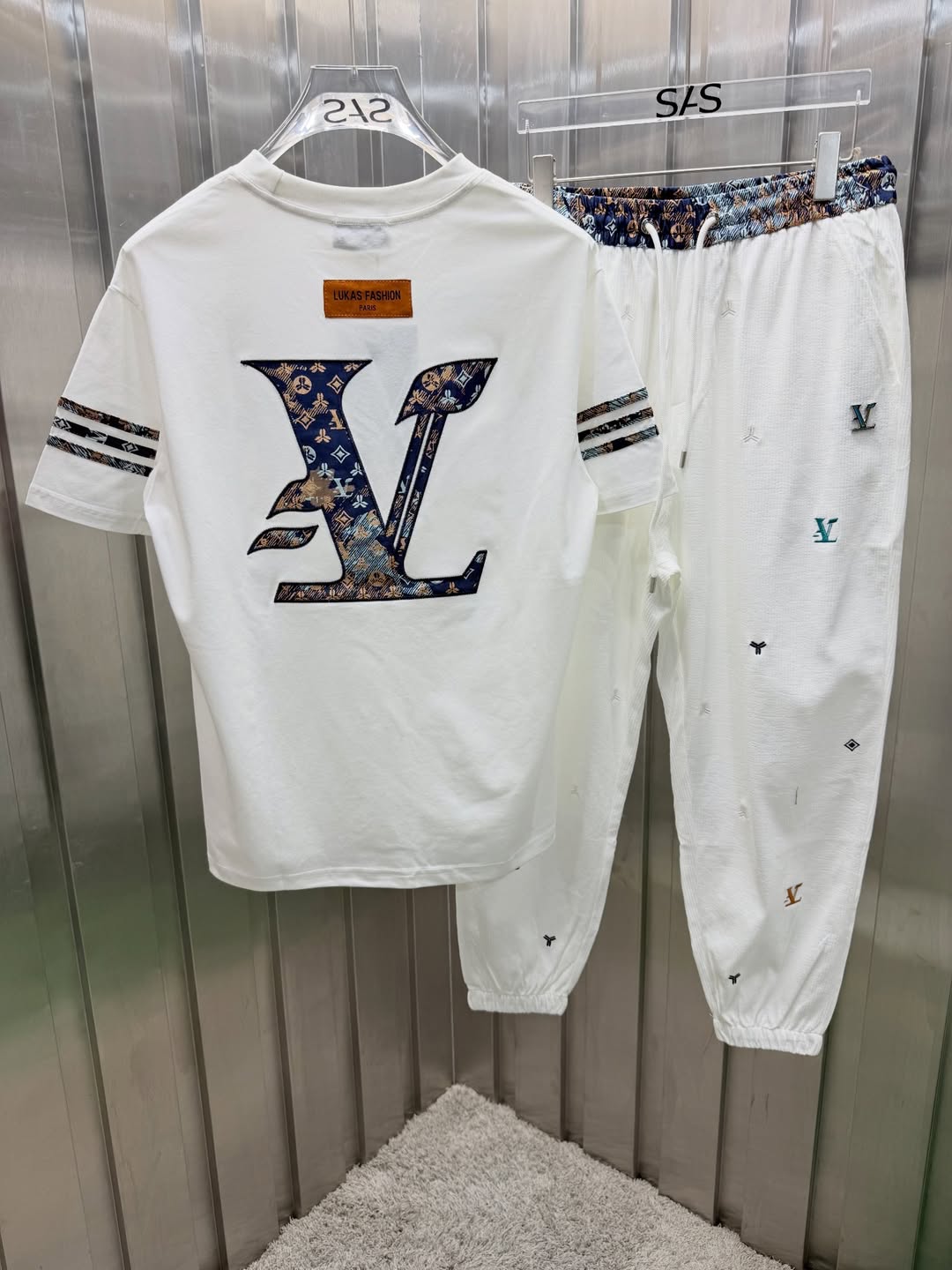 Men's Casual Printed Short-Sleeve & Pants Set