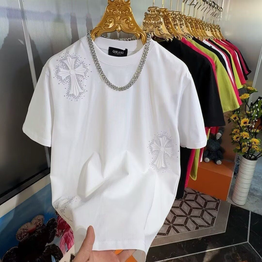Men's cross rhinestone T-shirt