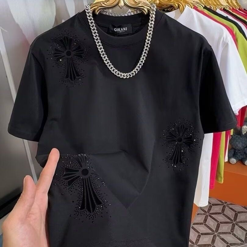 Men's cross rhinestone T-shirt