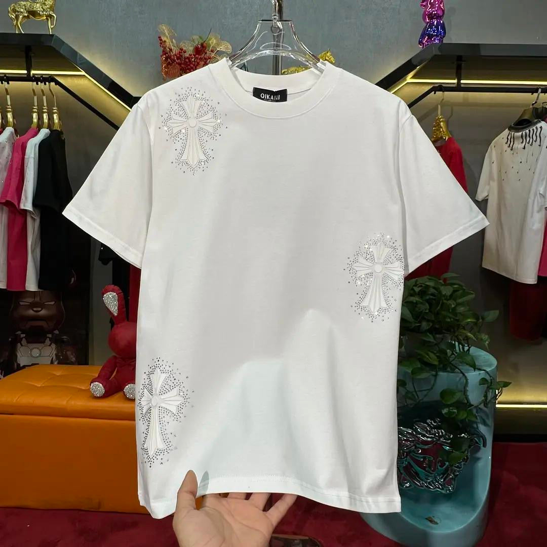 Men's cross rhinestone T-shirt