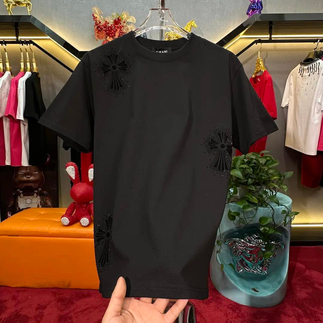 Men's cross rhinestone T-shirt