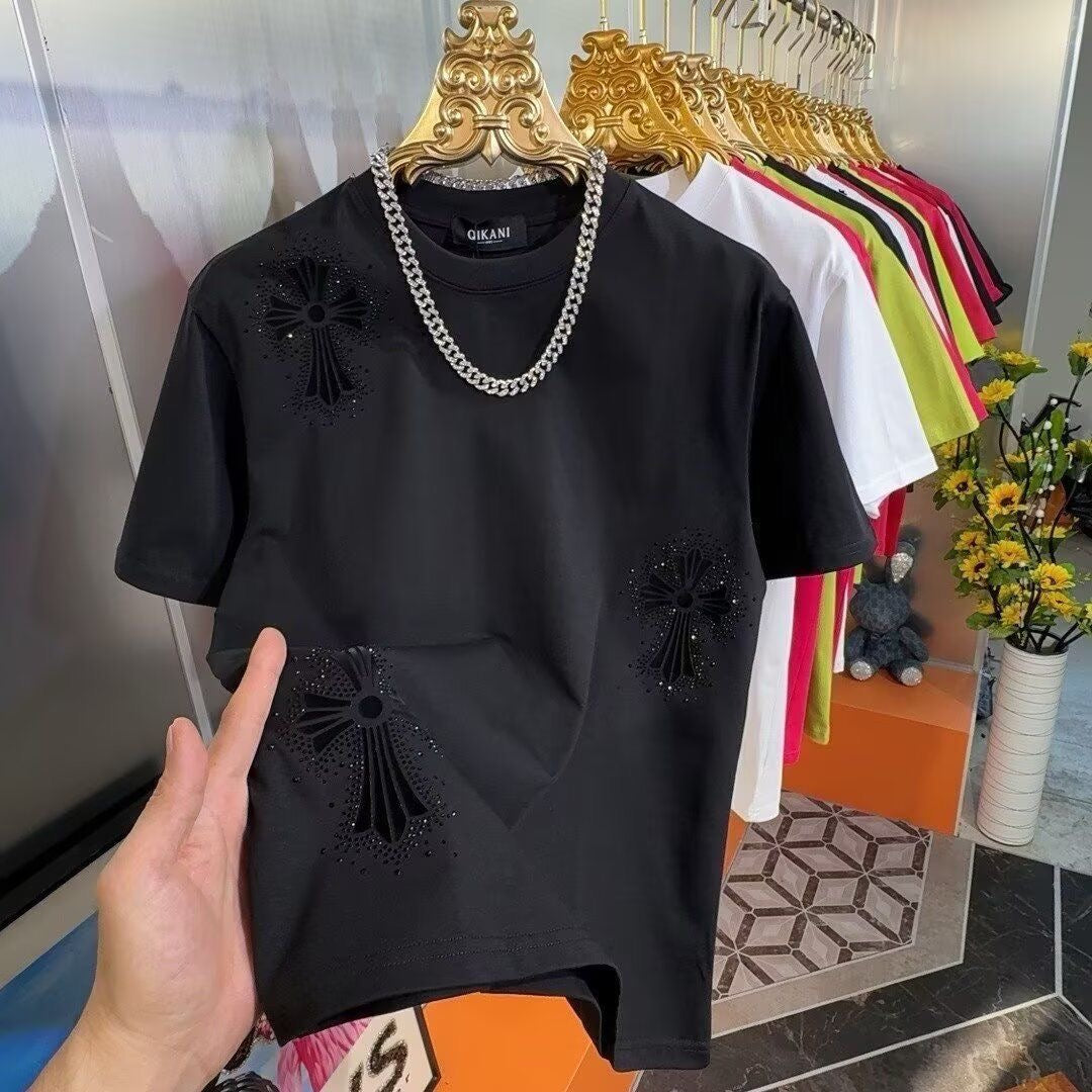 Men's cross rhinestone T-shirt
