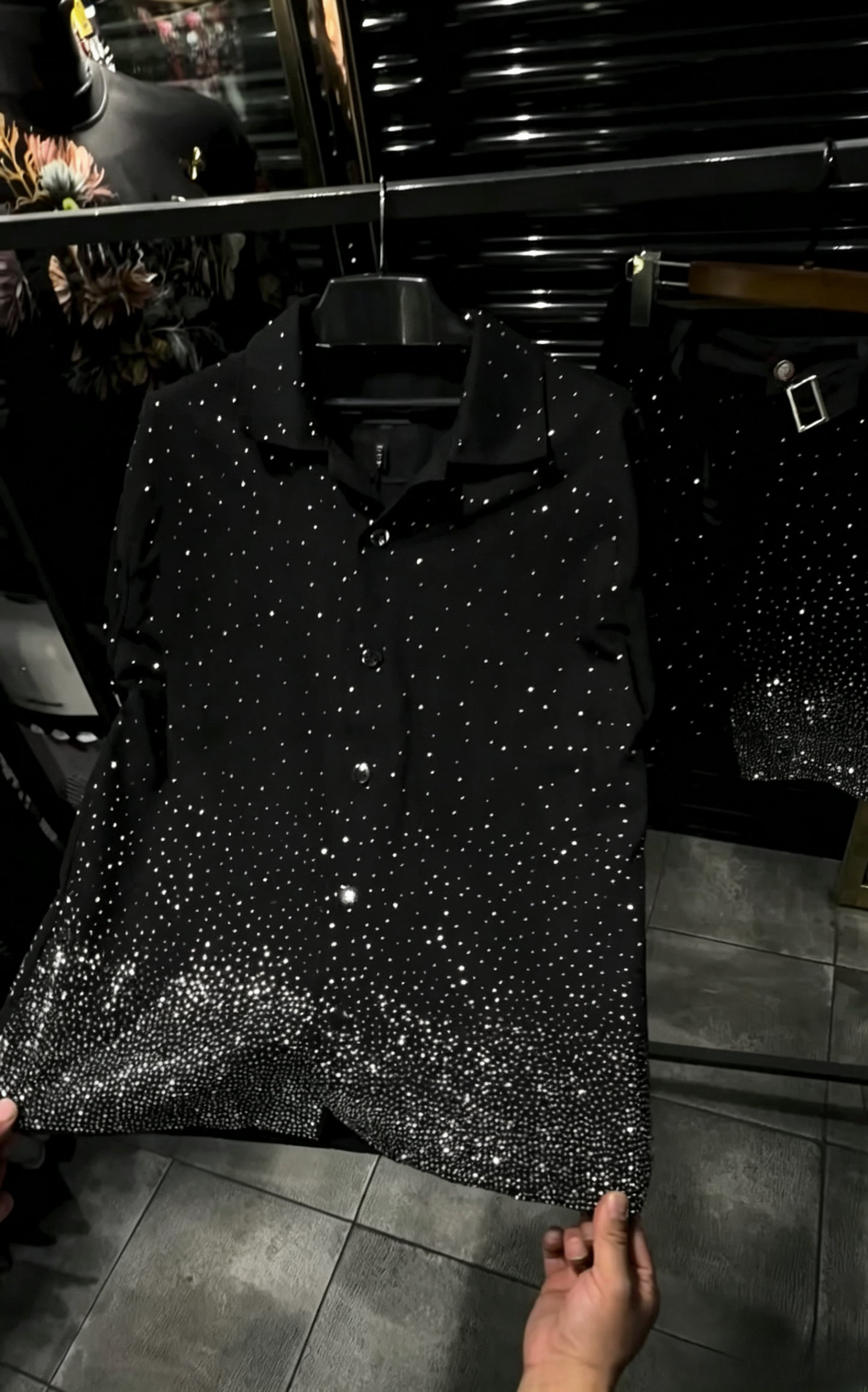 Men's Rhinestone Short-Sleeve and Shorts Set