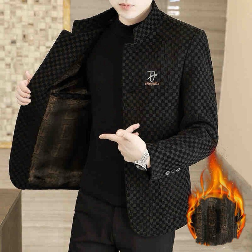 Plaid Thickened Fleece-lined Men's Jacket