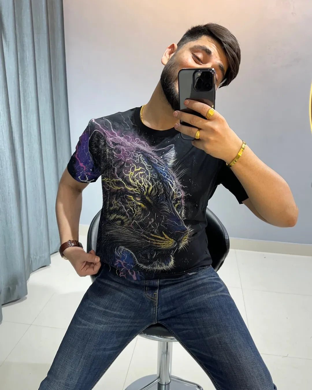 Tiger Rhinestone Men's T-shirt