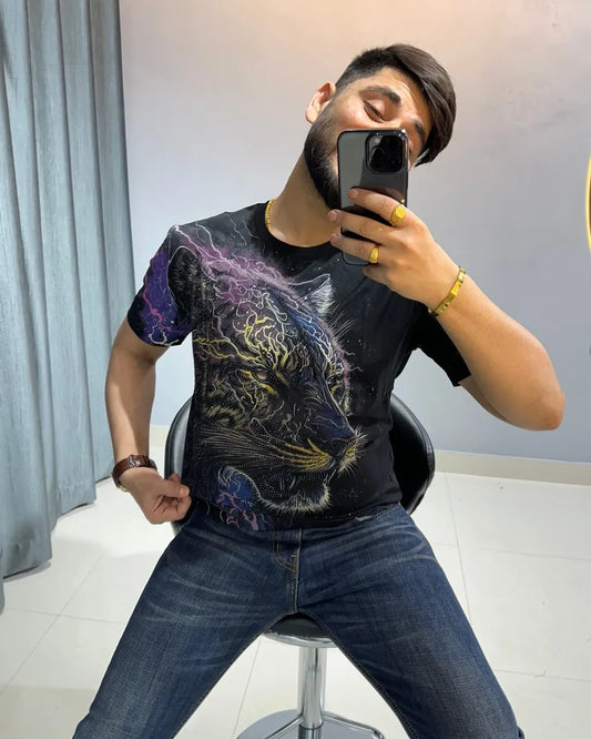 Tiger Rhinestone Men's T-shirt
