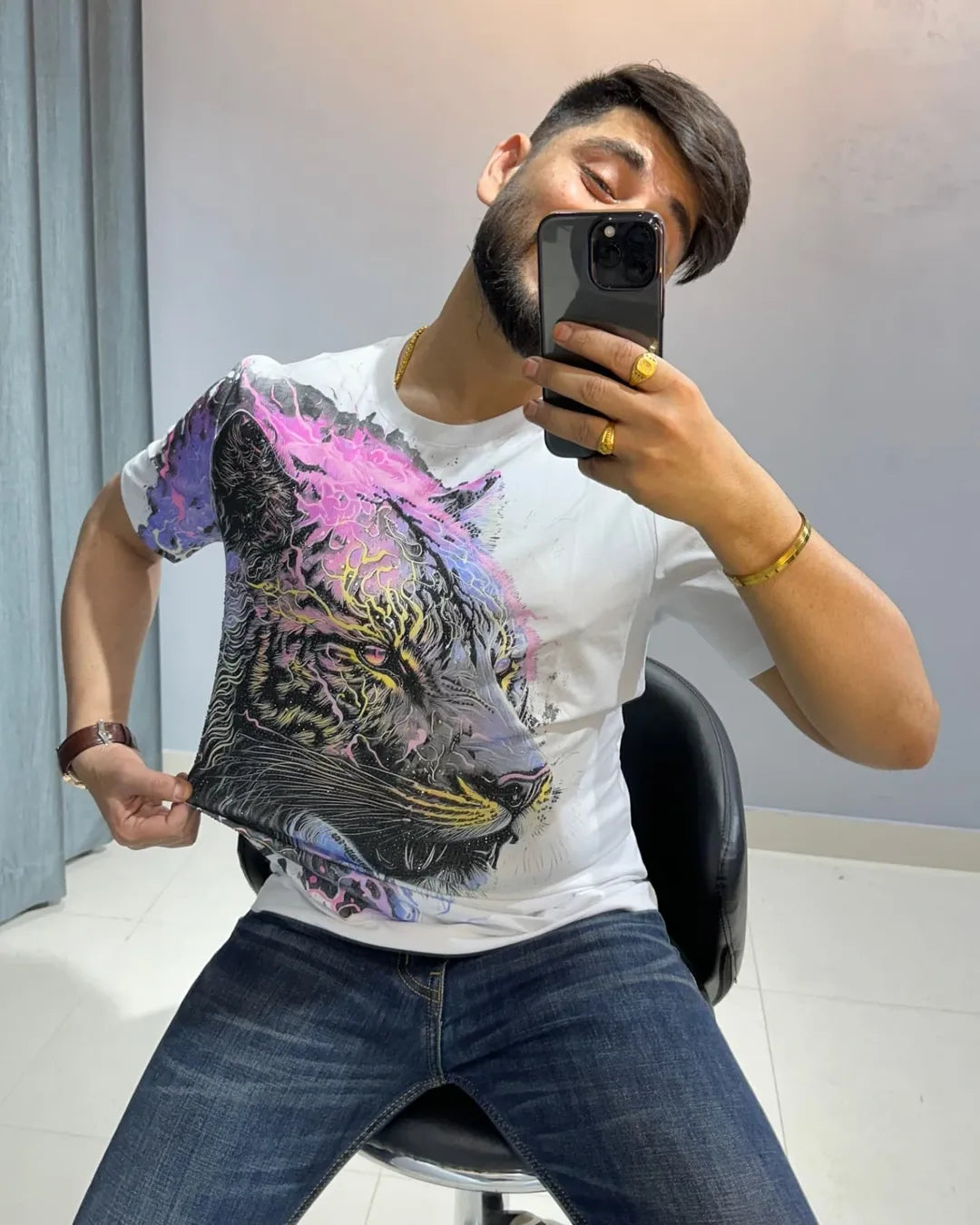 Tiger Rhinestone Men's T-shirt