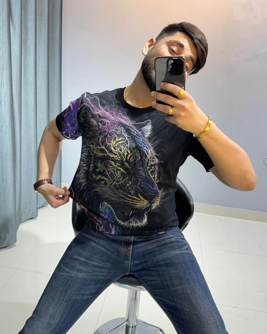 Tiger Rhinestone Men's T-shirt