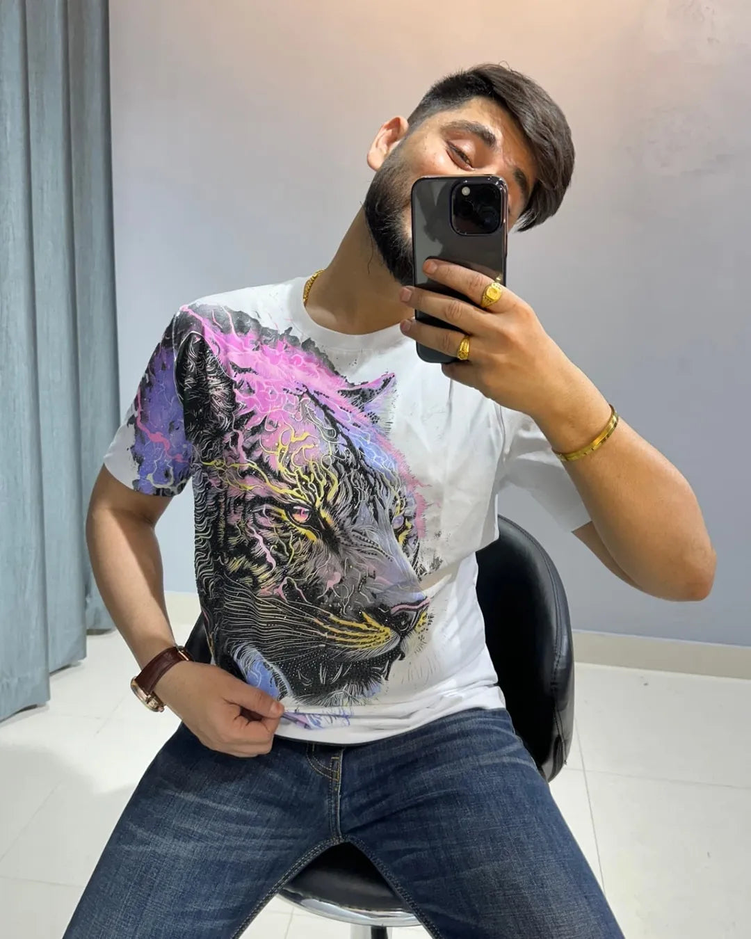 Tiger Rhinestone Men's T-shirt