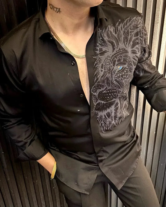 Men's Lion Rhinestone Shirt
