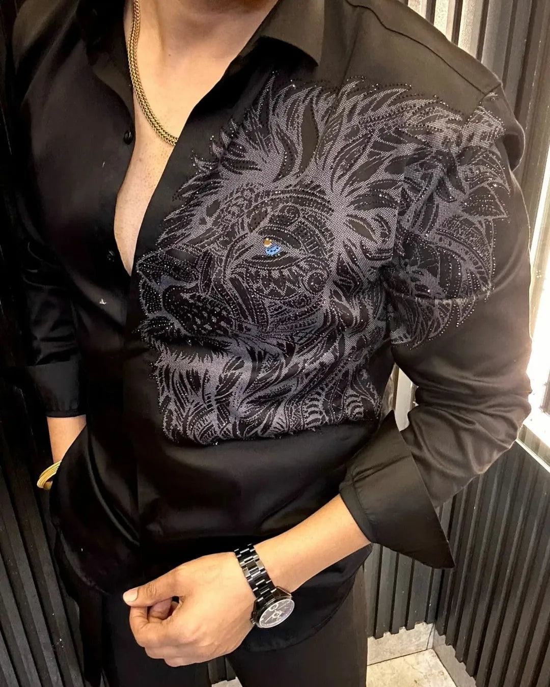 Men's Lion Rhinestone Shirt