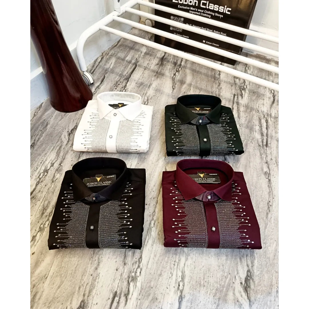 Men's Quality Shirt With Sparkling Rhinestones