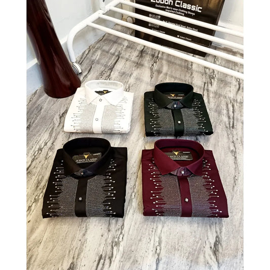 Men's Quality Shirt With Sparkling Rhinestones