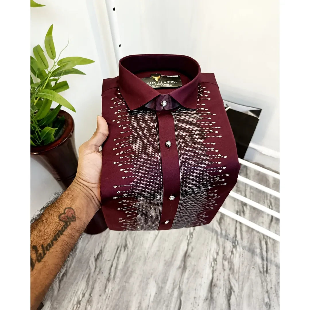 Men's Quality Shirt With Sparkling Rhinestones