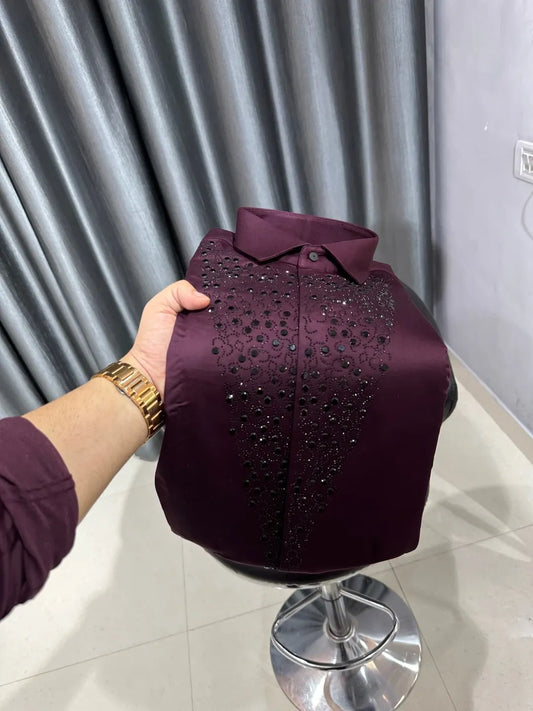 Men's Sparkling Rhinestone Shirt
