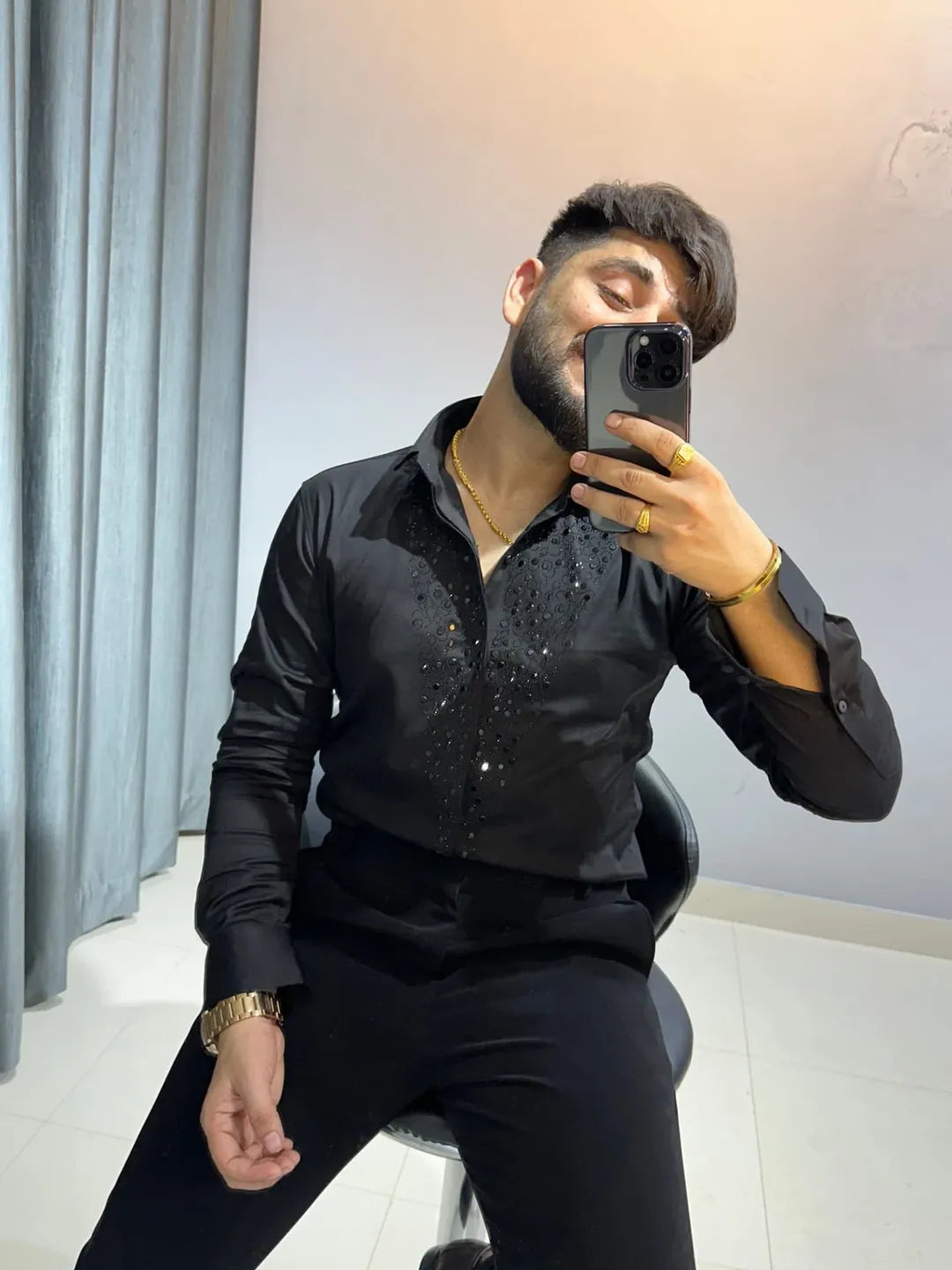 Men's Sparkling Rhinestone Shirt