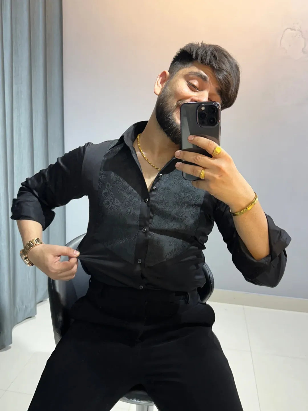 Black subtle sparkle shirt