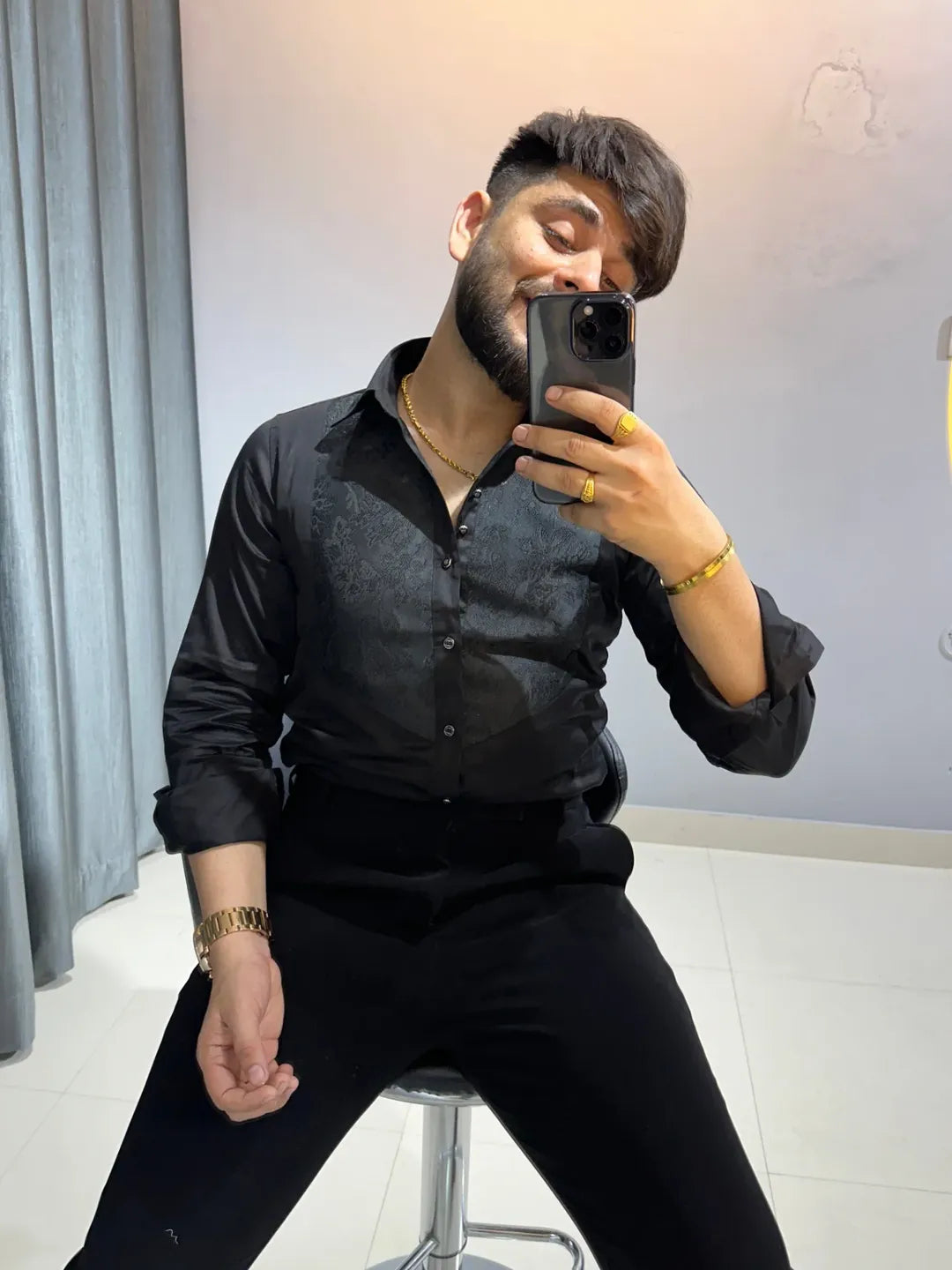 Black subtle sparkle shirt