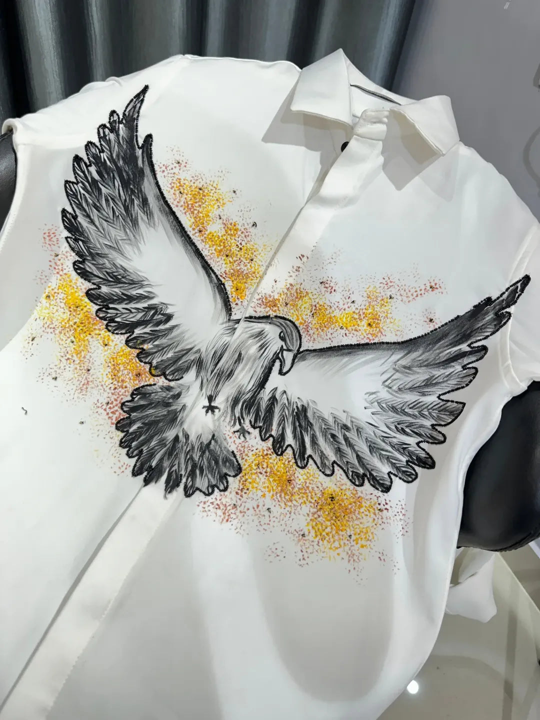 Hand-printed designer men's shirt